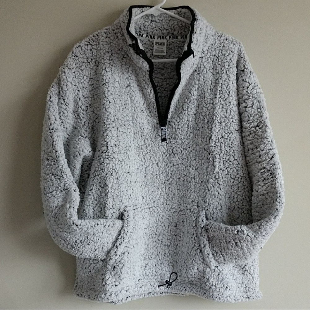 LAST ONE🌺Size L🌺 PINK VS SHERPA QUARTER ZIP - Picture 4 of 7